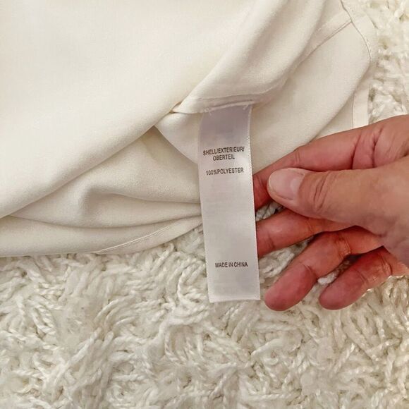 Adrianna Papell XL Cream Split V Neck Button Long Sleeve Unlined Career Blouse - Picture 15 of 15